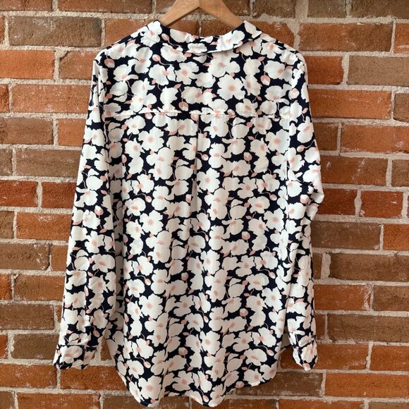 Skies Are Blue Button Down Long Sleeve Top w/ Roll Up Sleeves - Floral Print XXL - Picture 6 of 7